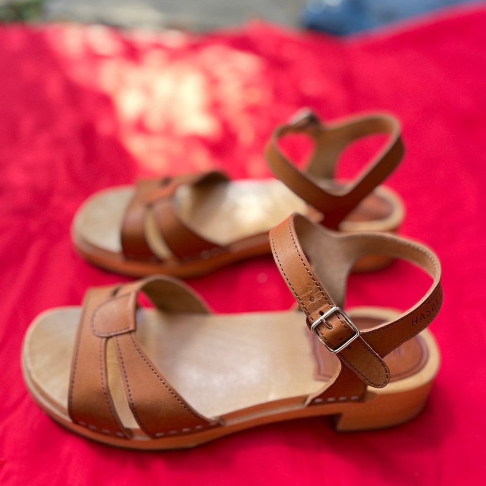 Swedish Hasbeens Brown Leather Sandals
